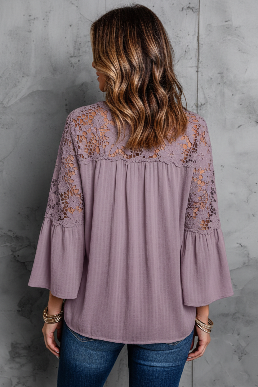 Back view - Dusty mauve lace blouse