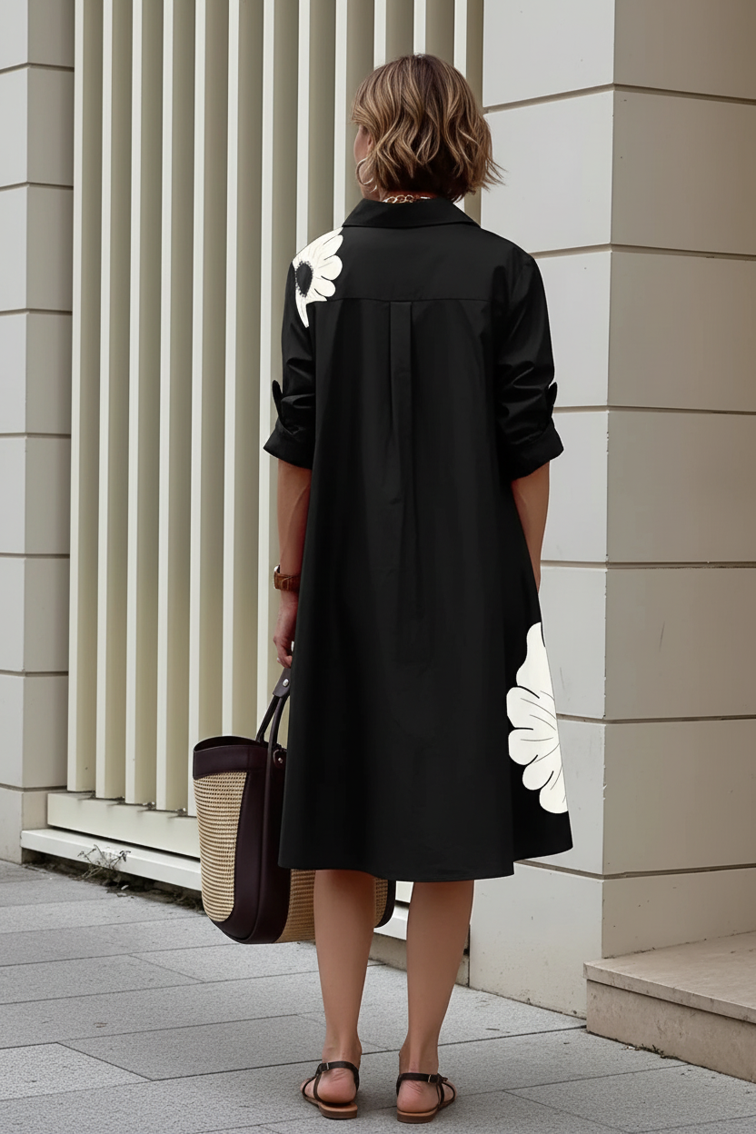 Black Daisy Dress - Back View