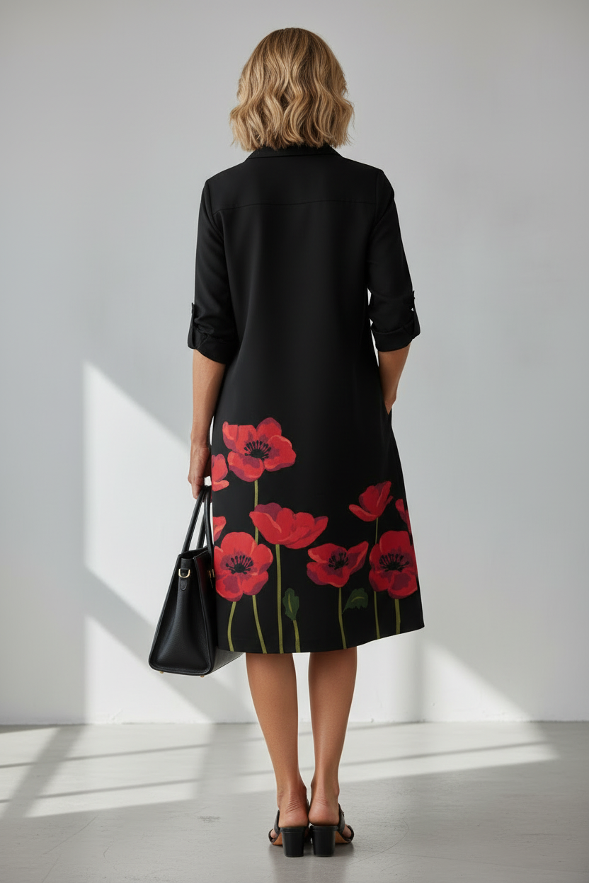Black Poppy Dress - Back View