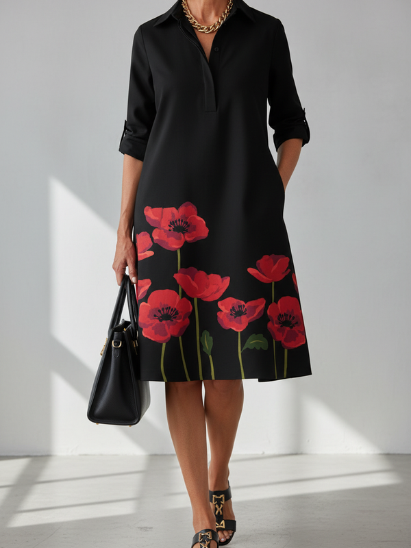 SAIDE™ | S147 DRESS - ASQ LONG SLEEVE SHIRT DRESS