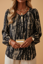 Boho Stripe Blouse – Front Clutch Pose