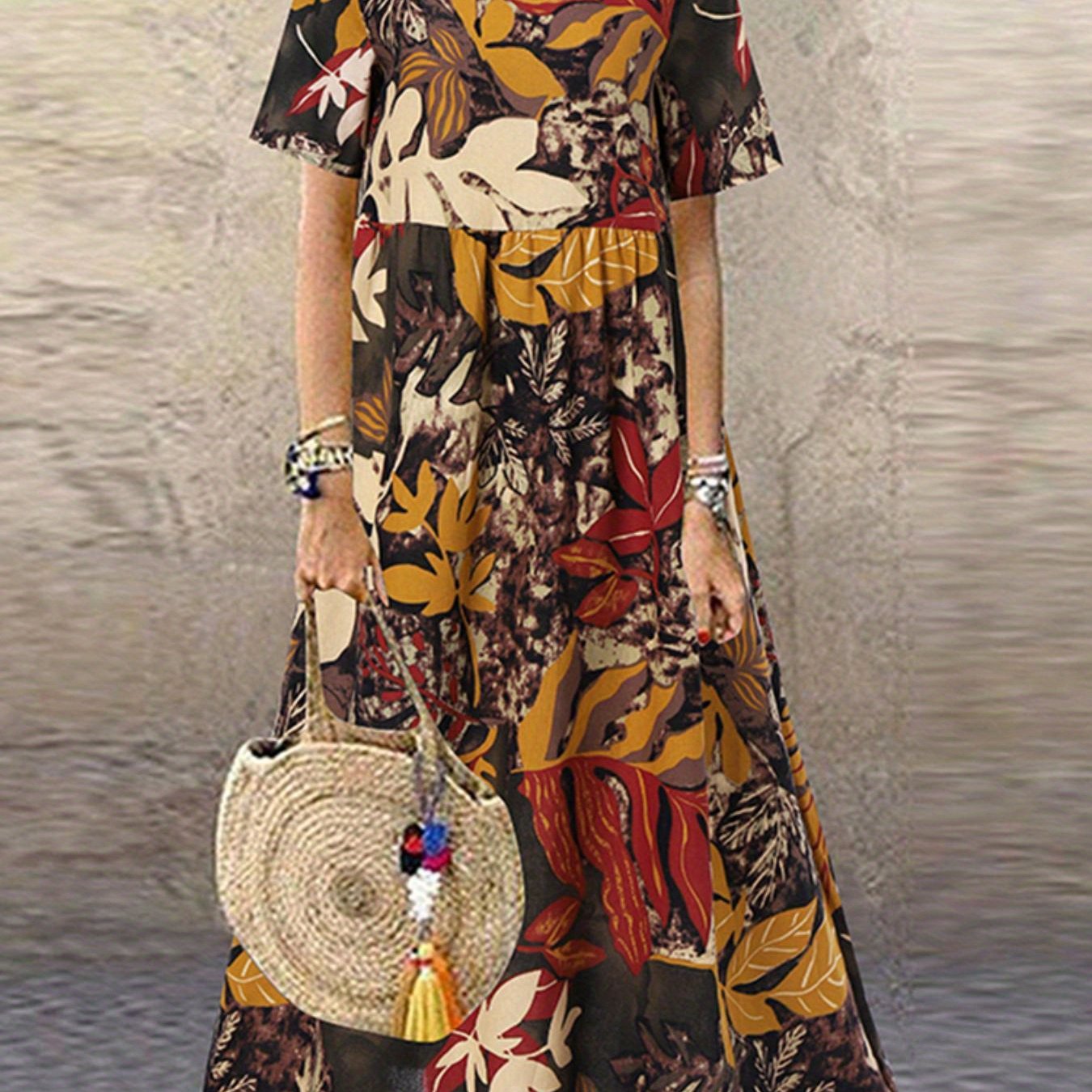 SAIDE™ | S2 PLUS SIZE FLORAL MAXI DRESS - ELEGANT A-LINE VACATION DRESS