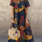 SAIDE™ | S2 PLUS SIZE FLORAL MAXI DRESS - ELEGANT A-LINE VACATION DRESS