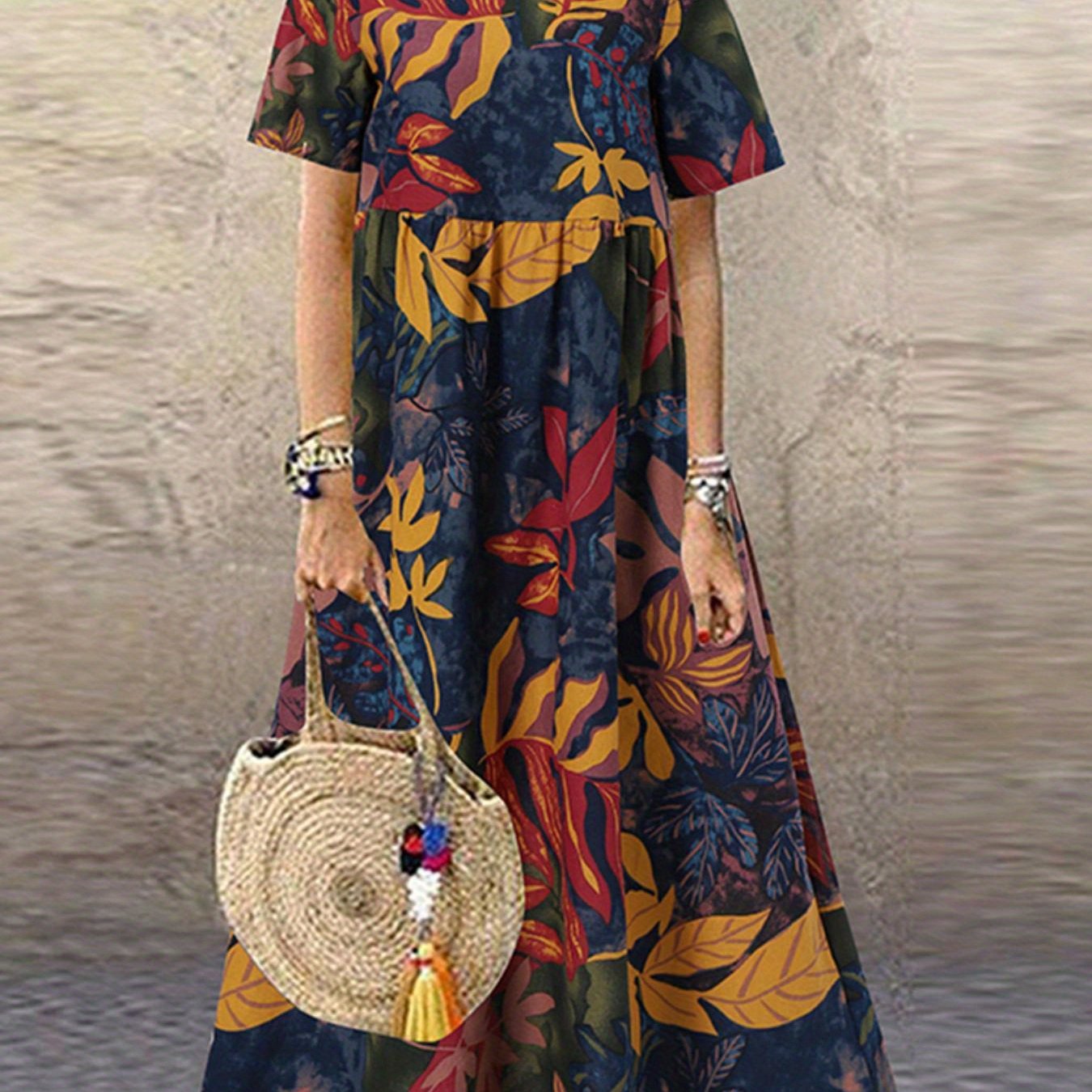 SAIDE™ | S2 PLUS SIZE FLORAL MAXI DRESS - ELEGANT A-LINE VACATION DRESS