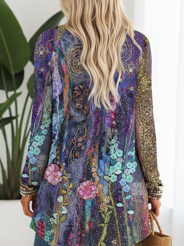 SAIDE™ | S196 TOP - BOHO PRINT LONG SLEEVE TOP