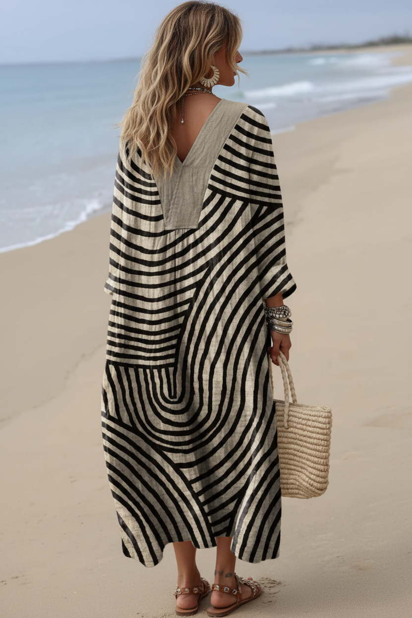 Editorial back view with beige background