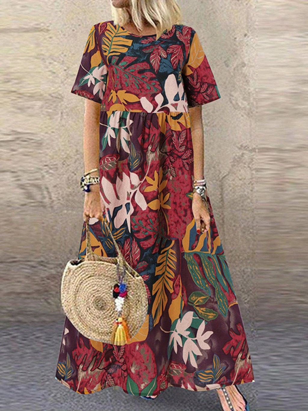 SAIDE™ | S2 PLUS SIZE FLORAL MAXI DRESS - ELEGANT A-LINE VACATION DRESS