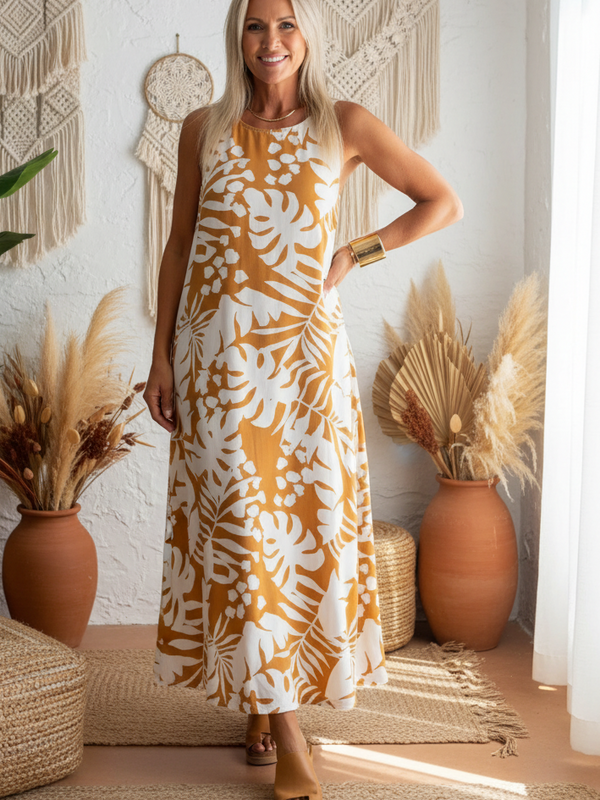 SAIDE™ | S19 DRESS - TROPICAL PRINT SLEEVELESS MAXI DRESS