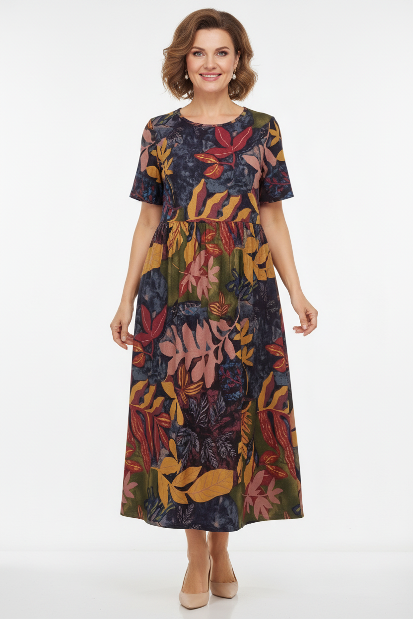 Front view - Mid-age woman wearing floral dress