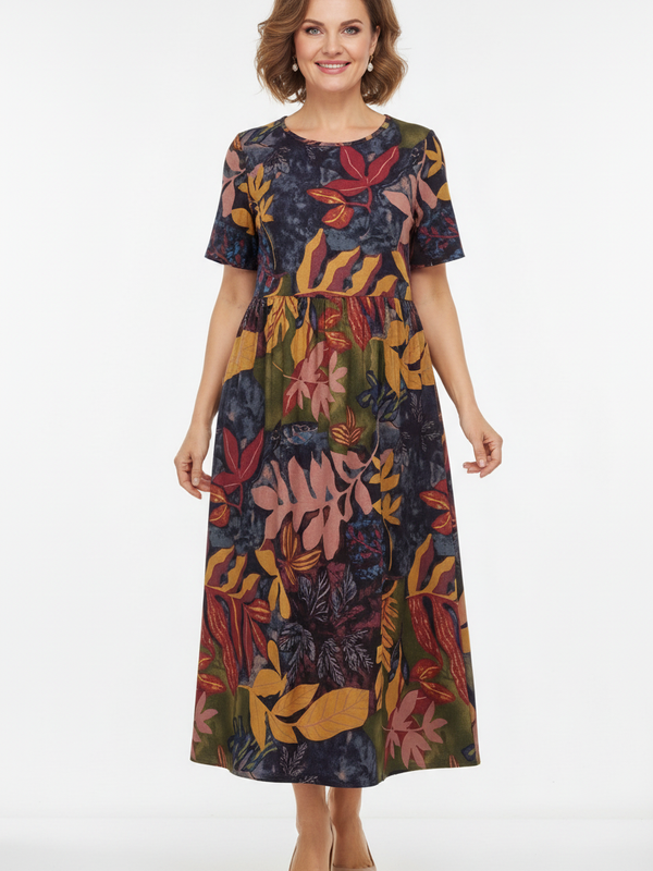 SAIDE™ | S2 PLUS SIZE FLORAL MAXI DRESS - ELEGANT A-LINE VACATION DRESS