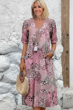 Front view - Pink leopard print dress
