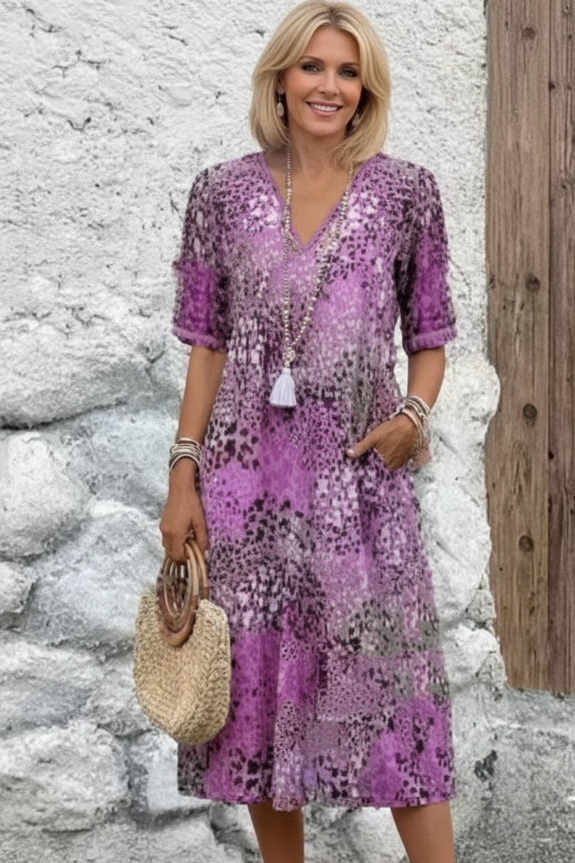 Front view - Purple leopard print dress