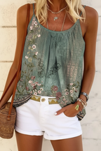 Front view - Sage green floral cami top reference style