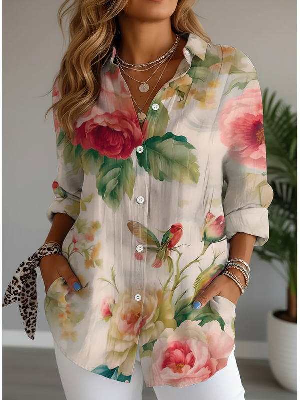 SAIDE™ | S163 SHIRT - FLORAL PRINT BUTTON-UP BLOUSE