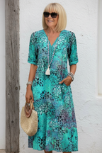 Improved turquoise leopard print dress - professional