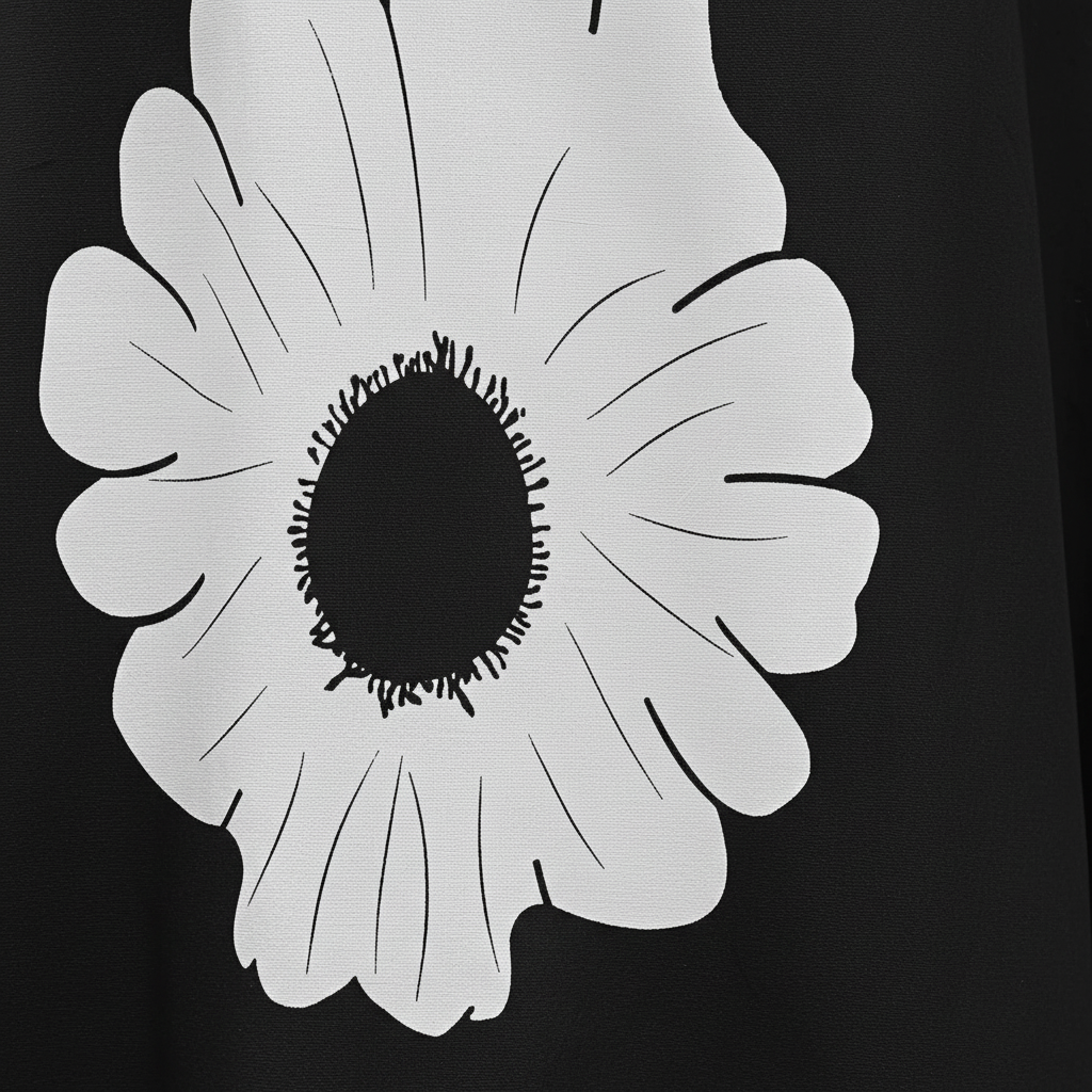 Material Close-Up - White Daisy Print