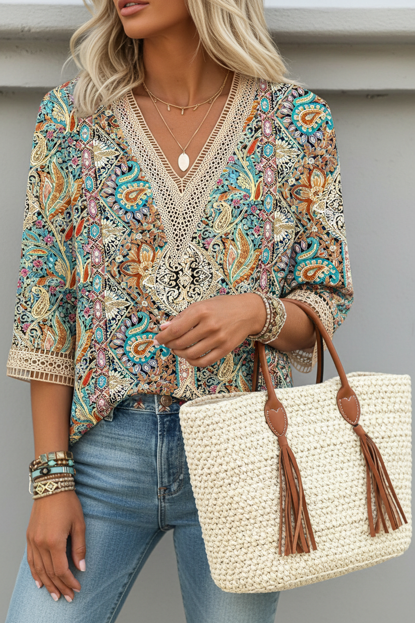 Paisley Print Top - Front View