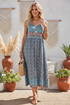 Pose 1 - Blue floral dress bohemian standing