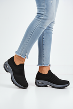 S102 black knit mesh sneakers side view