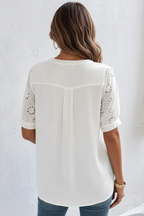 S108 white floral eyelet blouse S93 background back view