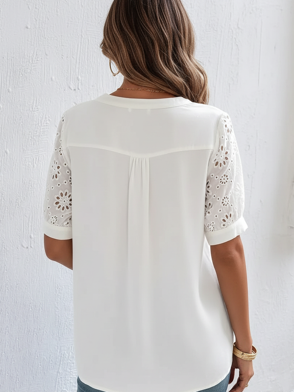 SAIDE™ | S108 TOP - TEMPERAMENT CASUAL LACE SHORT SLEEVE BLOUSE