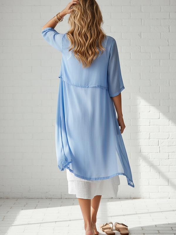 SAIDE™ | S121 2PCS - PRINTED DRESS AND SWEATER COAT SET