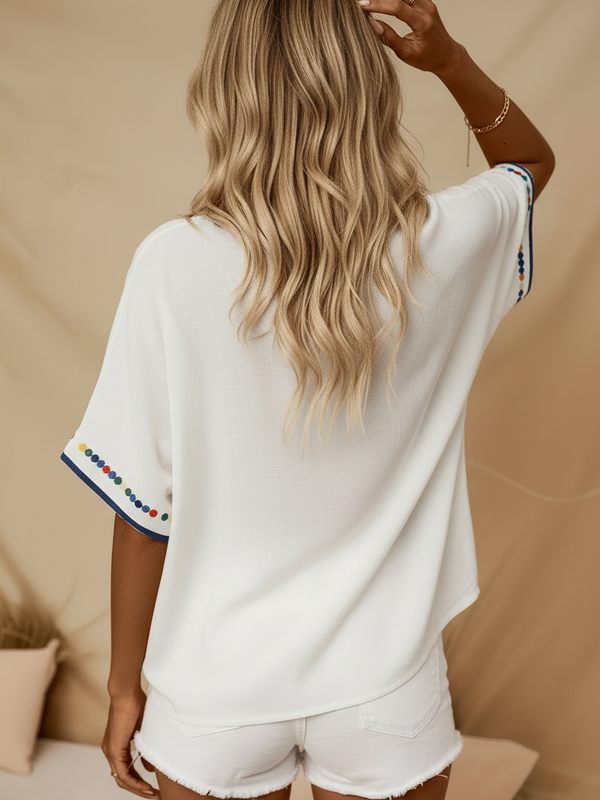 SAIDE™ | S122 SHIRT - EMBROIDERED COTTON CASUAL BLOUSE