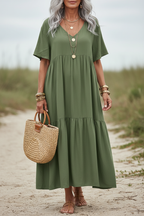 S129 Sage Green Ankle-Length Dress - 65yo Front View