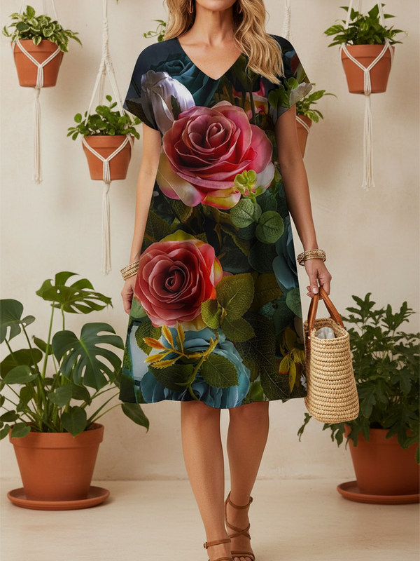 SAIDE™ | S139 DRESS - 3D FLORAL PRINT A-LINE DRESS