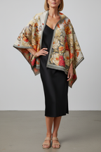S153 Floral Jacquard Shawl - Face Cropped