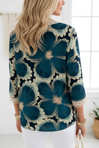 S161 Teal Floral Blouse Back View