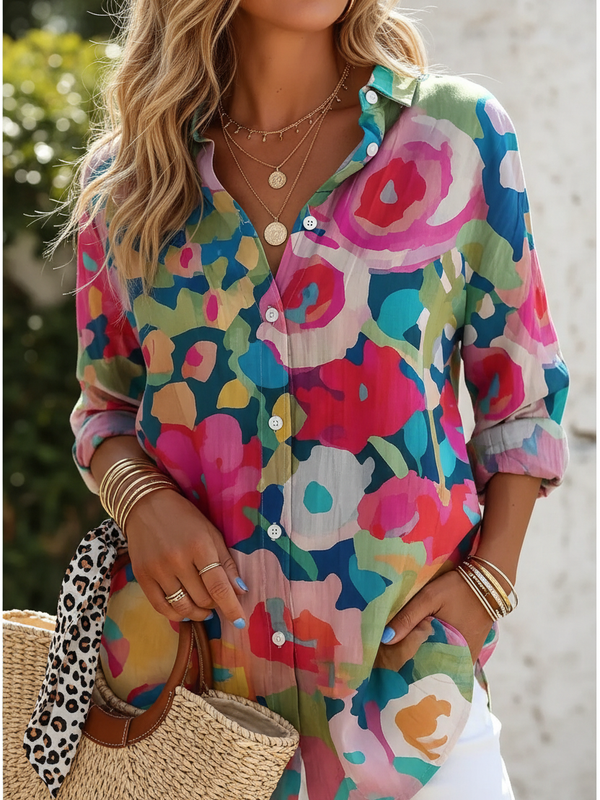 SAIDE™ | S163 SHIRT - FLORAL PRINT BUTTON-UP BLOUSE