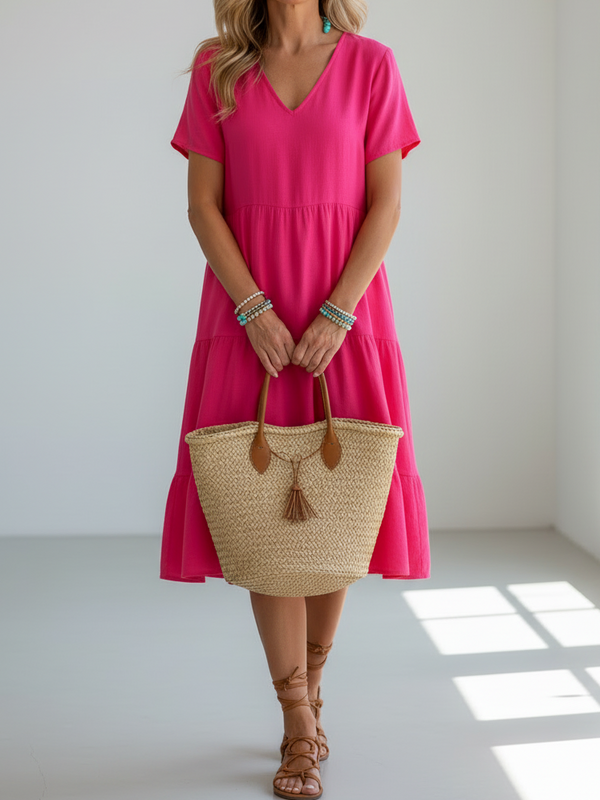 SAIDE™ | S164 DRESS - CASUAL LINEN A-LINE DRESS
