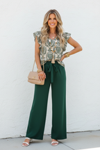 S36 green damask two-piece set front view