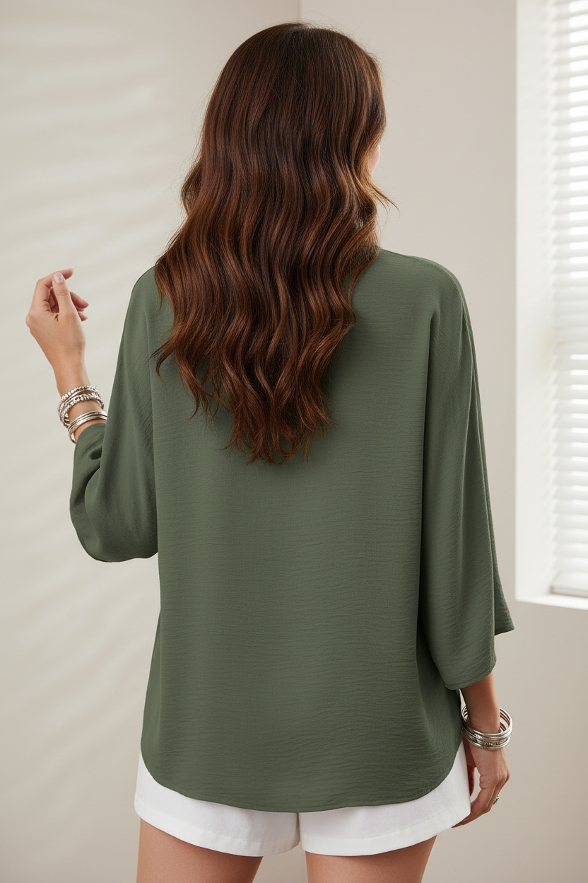 S43 olive green top back view model