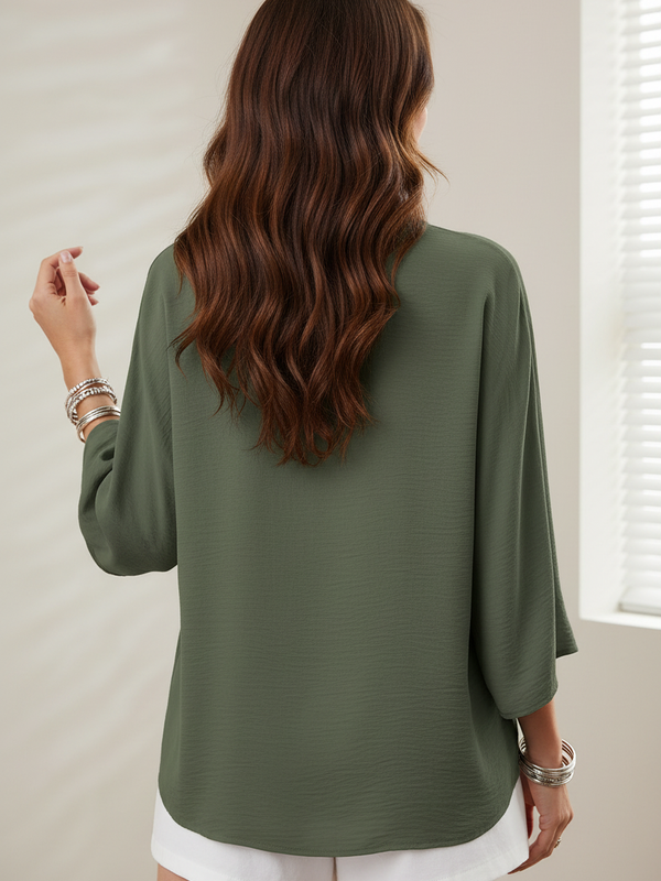 SAIDE™ | S43 TOP - CASUAL LOOSE LONG SLEEVE STAND COLLAR T-SHIRT