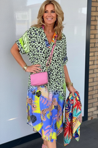 S48 leopard and tropical print dress front view
