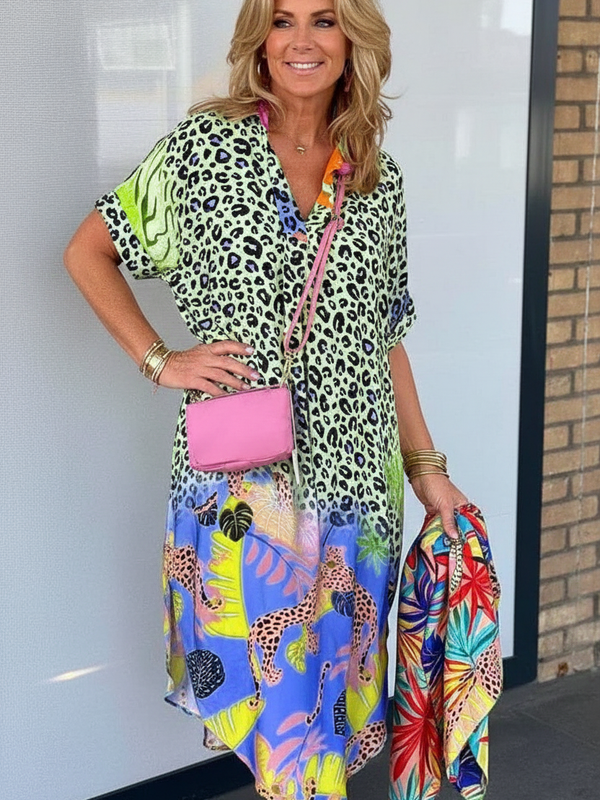 SAIDE™ | S48 DRESS - V-NECK PRINTED LOOSE CASUAL DRESS