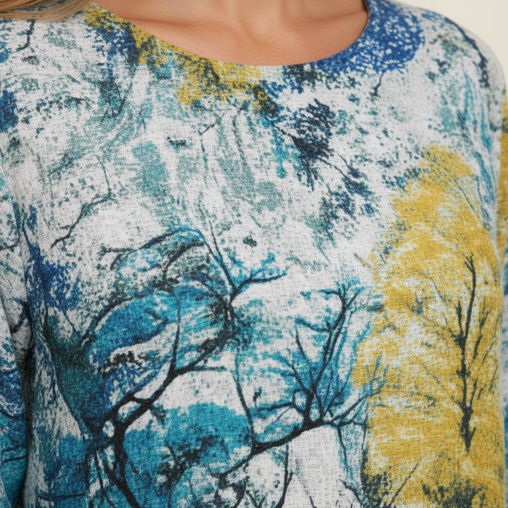 S58 watercolor print fabric detail