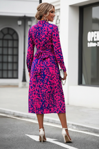 S63 pink blue leopard print dress back view