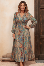 S66 multicolor paisley midi dress front view