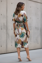 S70 watercolor print dress late 40s back view