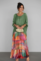 S72 rainbow watercolor dress minimalist front view