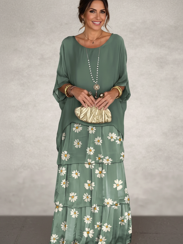 SAIDE™ | S72 DRESS - ELEGANT FLORAL PRINT CHIFFON BOHO LONG DRESS