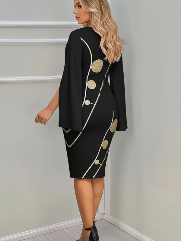 SAIDE™ | S78 DRESS - AUTUMN VINTAGE SPLIT LONG SLEEVE BODYCON DRESS