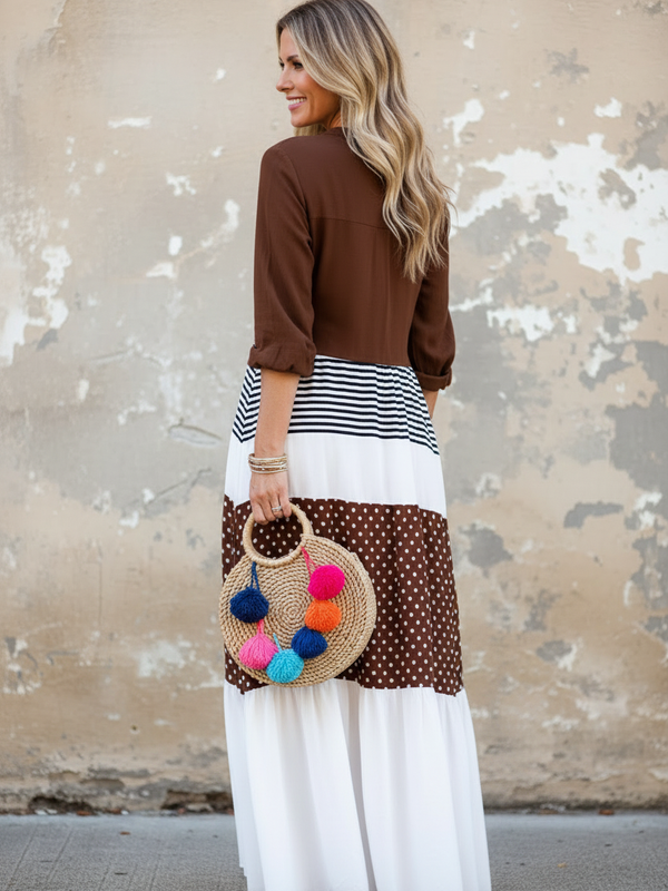 SAIDE™ | S99 DRESS - COLOR BLOCKED RETRO SUMMER MAXI DRESS