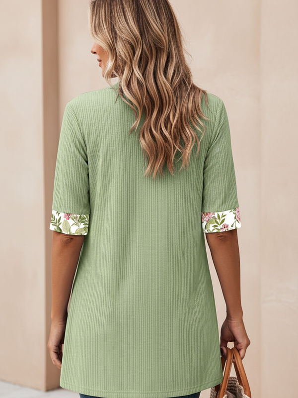 SAIDE™ | S124 SHIRT - PLUS SIZE PATCHWORK SQUARE NECK TOP