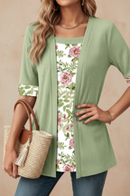 Sage Green Floral Two-Piece Set - Editorial Upper Body
